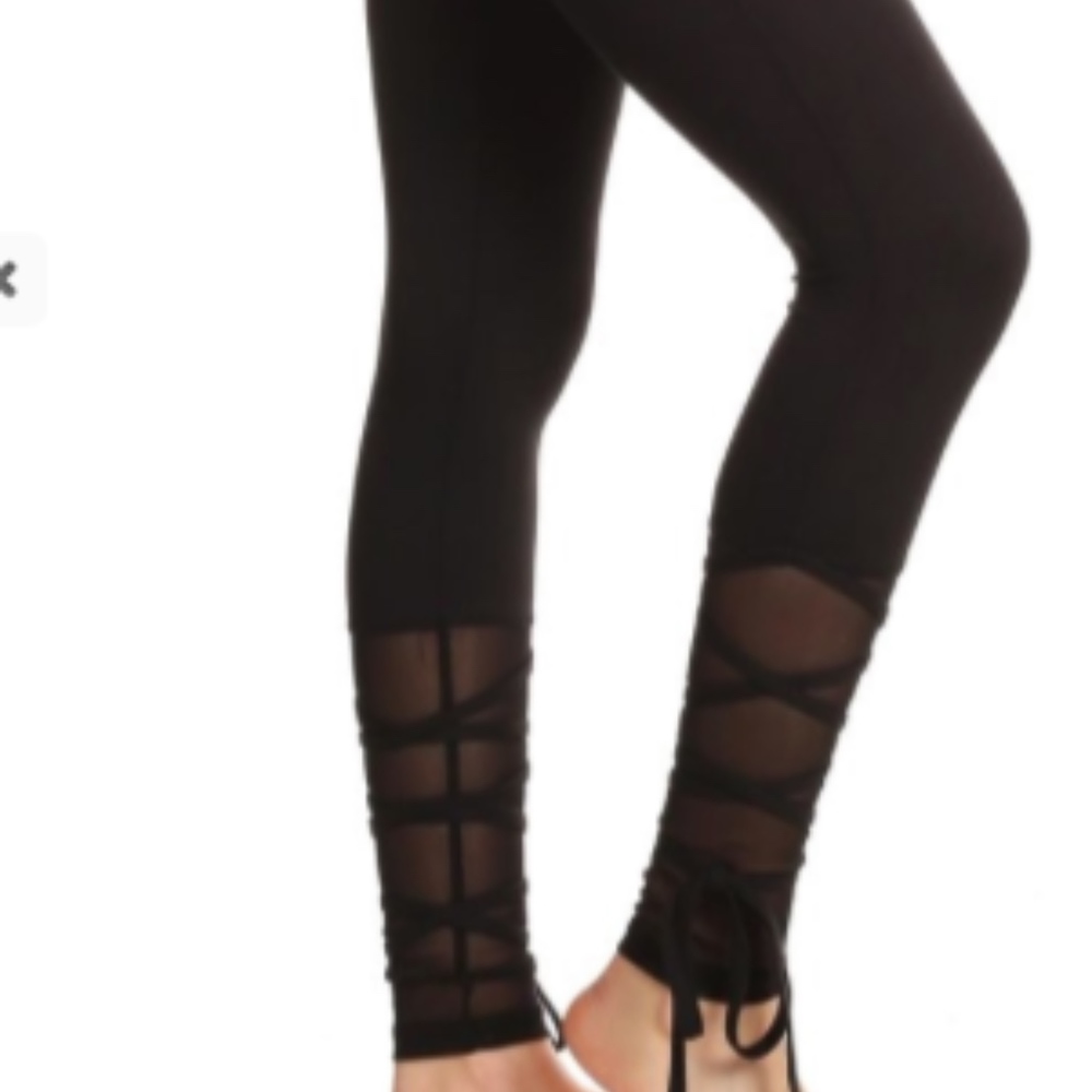 Yoga Wrap Around Mesh Lace Tie Up Legging